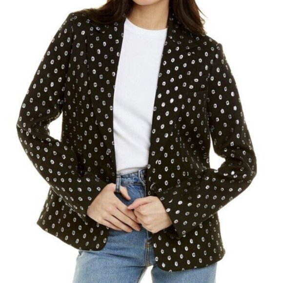 Tanya Taylor Jackets & Blazers - New Tanya Taylor Andie Silk Blend Black Silver Blazer Jacket P3162
